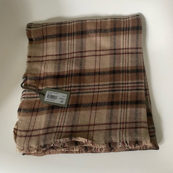 All Saints Accessories - NWT All Saints wool blend Plaid Square Scarf